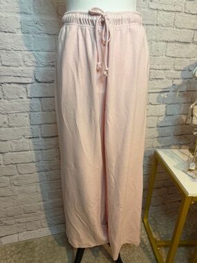 Light Pink Wide-Leg Drawstring Lounge Pants